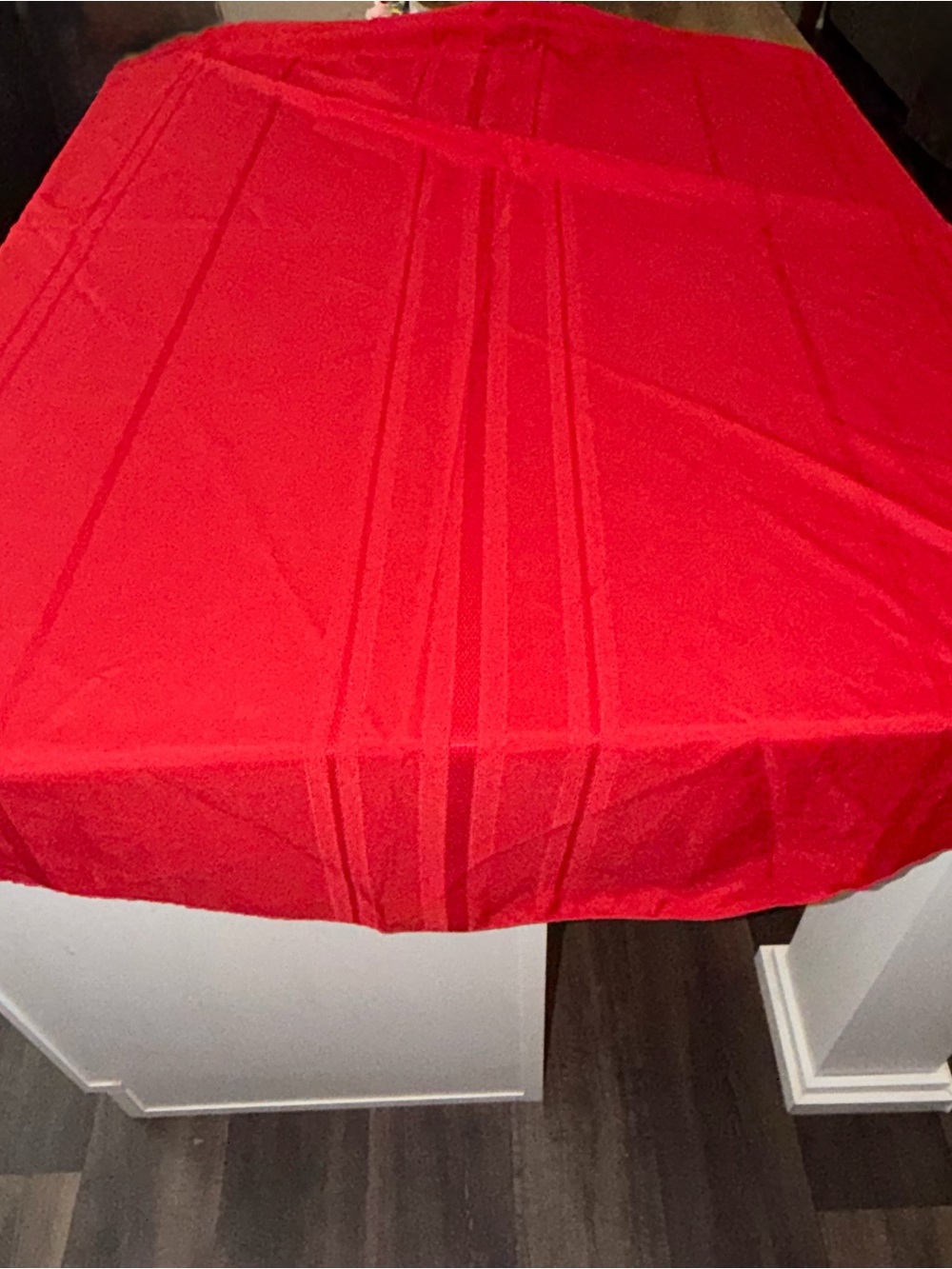 Red Oval Oblong Tablecloth 83x60 Woven Stripe Holiday Christmas Table Cover